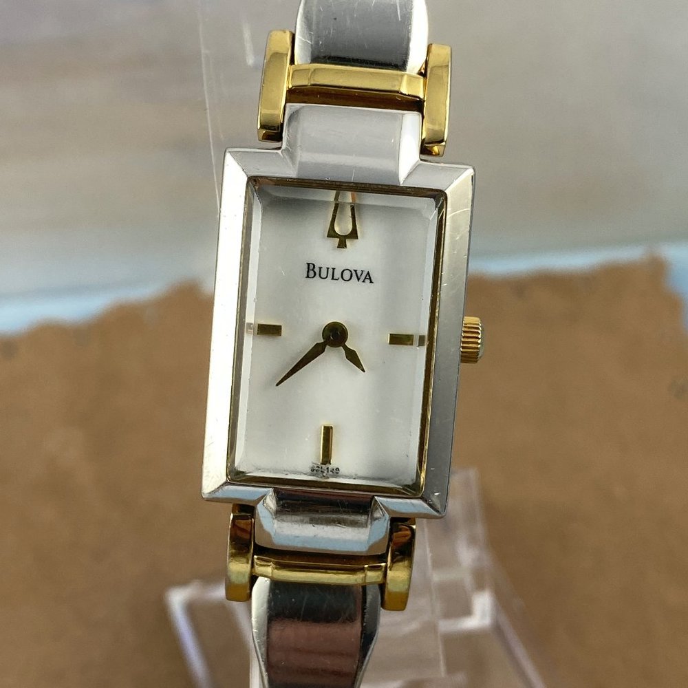 Bulova 2 Tone Gold Silver Bangle Link Watch